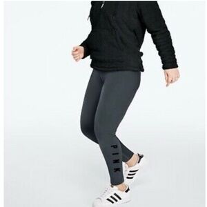 PINK Victoria's Secret Cozy Dark Gray Charcoal leggings with logo